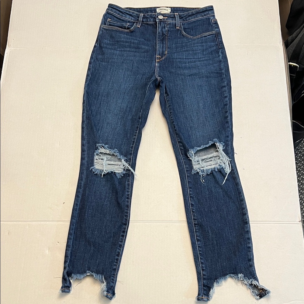 L’AGENCE ABIGAIL FRENCH SLIM RIPPED SKINNY JEANS SIZE 28 - Picture 3 of 16